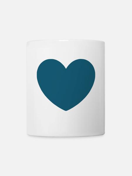 blaues Herz Valentinstag - Tasse - Weiß