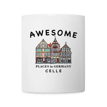 Celle, Vieilles maisons de ville, Dessin à la main, Allemagne - Mug blanc - blanc - Devant