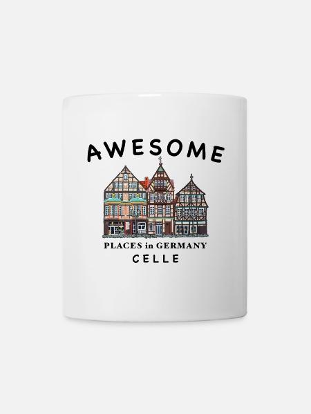 Celle, Altstadt Häuser, Handzeichnung, Deutschland - Tasse - Weiß