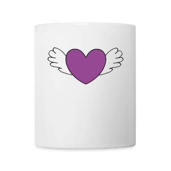 Coeur violet blanc avec des ailes Saint-Valentin - Mug blanc - blanc - Devant