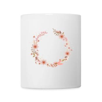 schöne Cosmea Blumenkranz Illustration in Rosa - Tasse - Weiß - Vorne