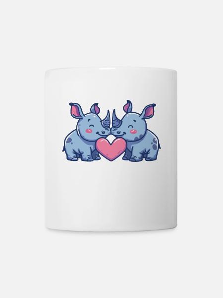 Nashorn Verliebt Valentinstag Paar Liebe Herz - Tasse - Weiß