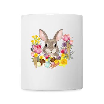 Easter Wreath & Easter Eggs with Rabbit as Easter Bunny - Mug - white - Front