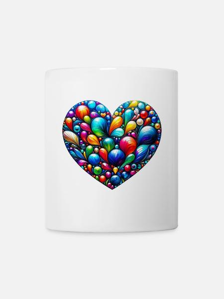 Buntes Herz - Tasse - Weiß