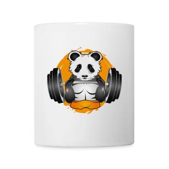 Bodybuilder Panda Bär mit Langhantel im Gym Patch - Tasse - Weiß - Vorne