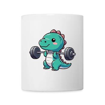 Dino T-Rex Workout Hantel Bankdrücken Design - Tasse - Weiß - Vorne