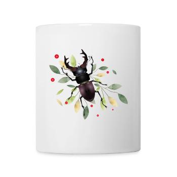 magnificent dark stag with green leaves - Mug - white - Front