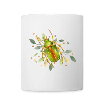 Stephanorrhina guttata green insect with leaves - Mug - white - Front
