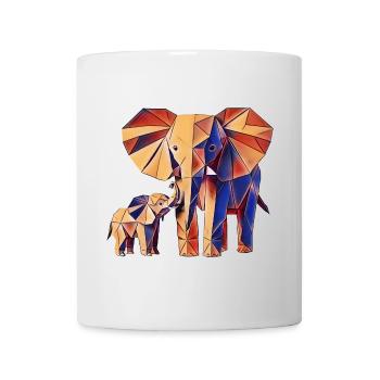 elephant origami géométrique 3d maman et bébé - Mug blanc - blanc - Devant