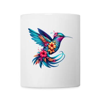 Colibri décoré de fleurs - Mug blanc - blanc - Devant