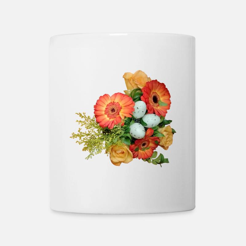 Blumenstrauß mit Ostereier Muster - Tasse - Weiß