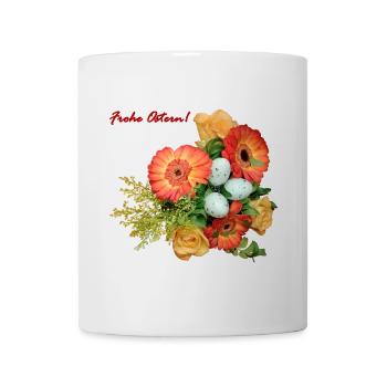 Fröhliche Ostern Blumenmix - Tasse - Weiß - Vorne