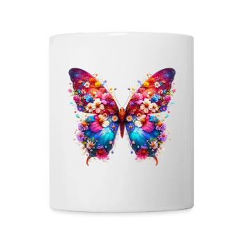 Papillon décoré de fleurs - Mug blanc - blanc - Devant