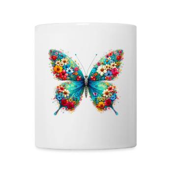 Papillon décoré de fleurs - Mug blanc - blanc - Devant