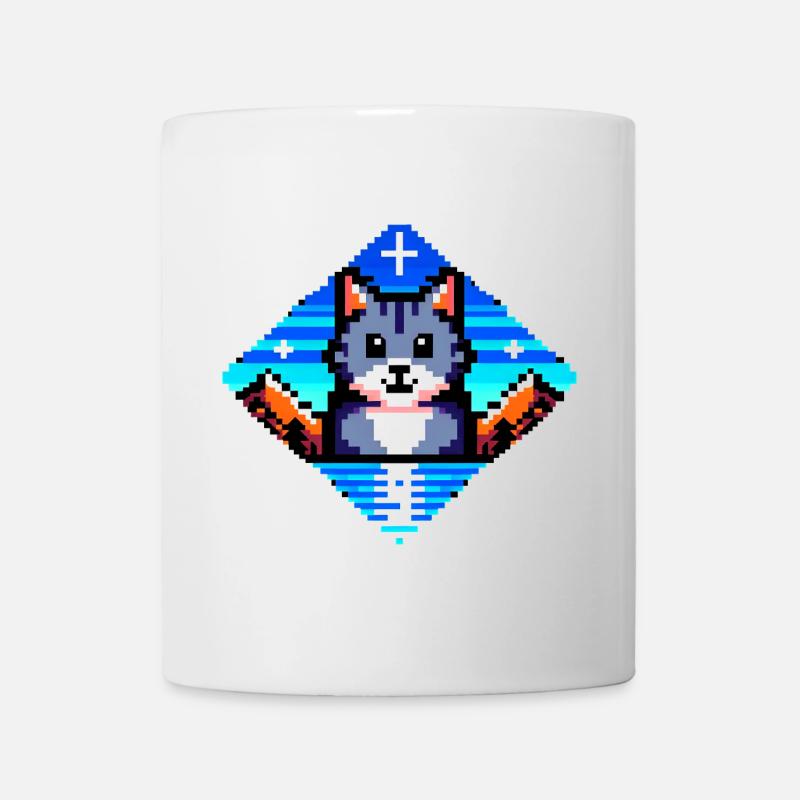 Chat pixel - Mug blanc - blanc