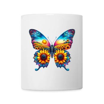Schmetterlingsblumen Sonnenblumen Sonnenblumen - Tasse - Weiß - Vorne