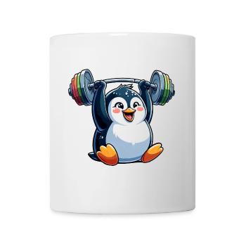 Pingouin avec haltère : entraînement physique - Mug blanc - blanc - Devant