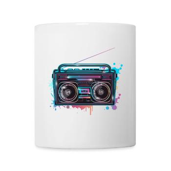 Magnétophone cassette au look graffiti fluo des années 80 - Mug blanc - blanc - Devant