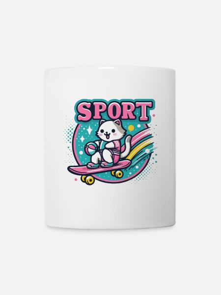 Sports pour chats : Conception d’animaux de skateboard Sport Chat - Mug blanc - blanc