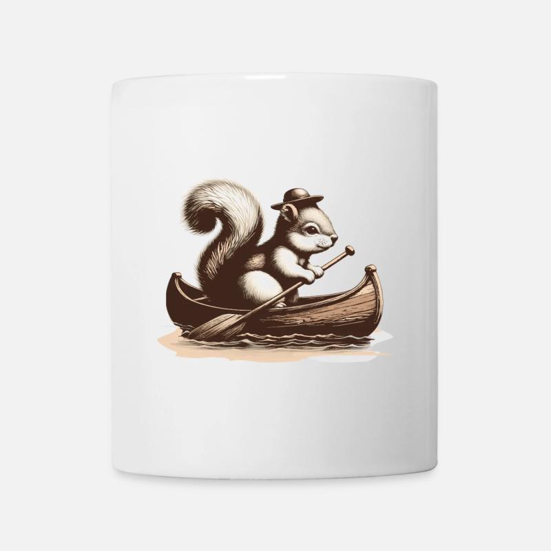 Verspieltes Motiv eines Eichhörnchens im Kanu - Tasse - Weiß