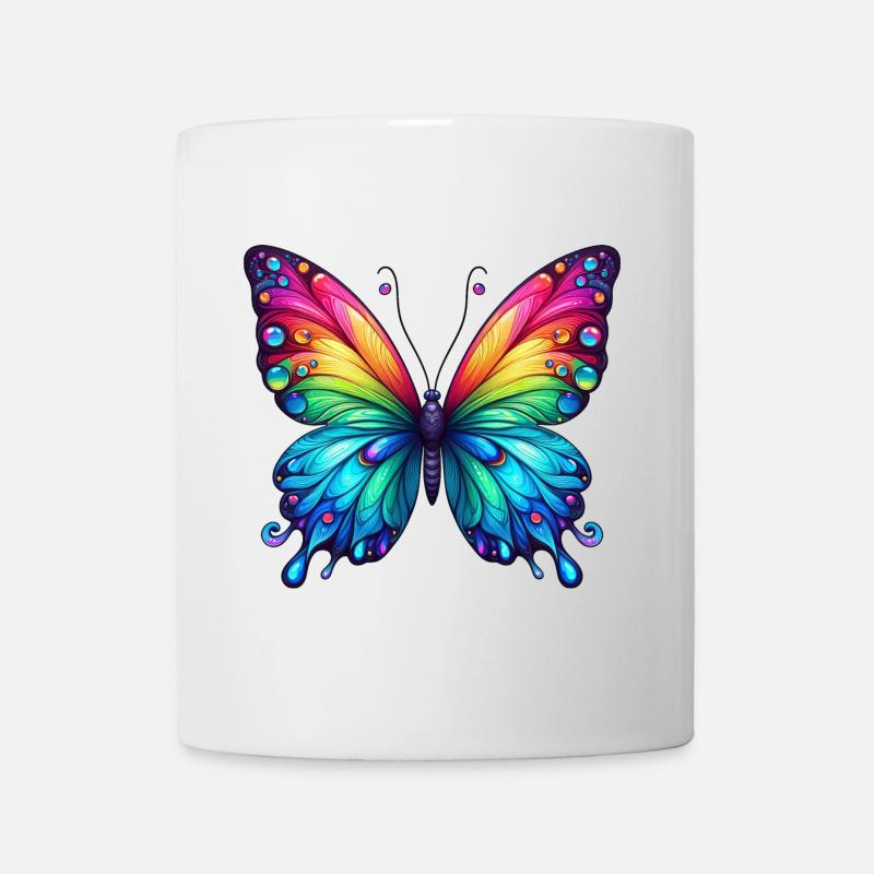 Schmetterling Regenbogen Farbenpracht - Tasse - Weiß
