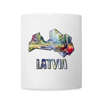 Aquarell Landkarte Lettland - Tasse - Weiß - Vorne