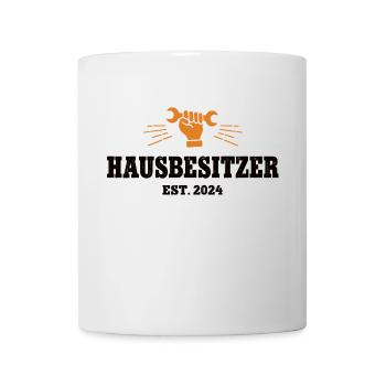 Hausbesitzer 2024 Haus Bauen Bauherren Richtfest - Tasse - Weiß - Vorne