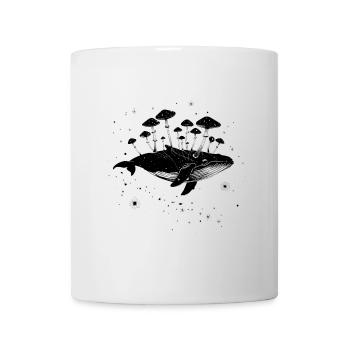 Surrealer Wal mit Pilzen im Weltraum mit Sternen - Tasse - Weiß - Vorne