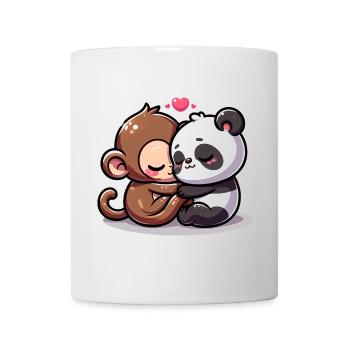 Cuddling Monkey And Panda In Love - Mug - white - Front