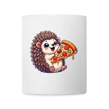 Lustiger Igel Pizza Pizzaliebhaber Pizzafans - Tasse - Weiß - Vorne