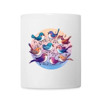 Birds sing on sheet music - Mug - white - Front