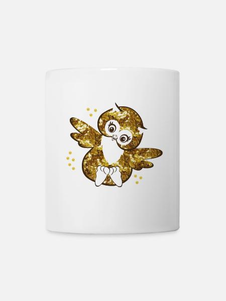 Funkelnde Eulenmädchen Illustration - Tasse - Weiß