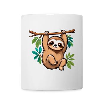 Niedliches glückliches Cartoon-Faultier - Tasse - Weiß - Vorne