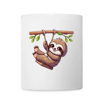 Drôle paresseux balançoire aire de jeux dessin animé Spa - Mug blanc - blanc - Devant