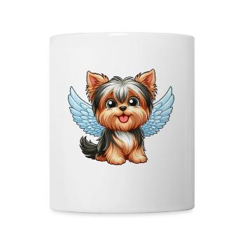 Niedlicher Yorkshire Terrier mit Engelsflügeln - Tasse - Weiß - Vorne