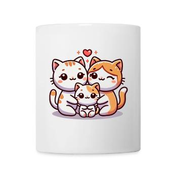 Aimant Chat Famille Mère Et Père Avec Un Enfant - Mug blanc - blanc - Devant
