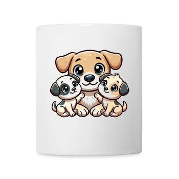 Parent de chien aimant avec deux enfants mignons - Mug blanc - blanc - Devant