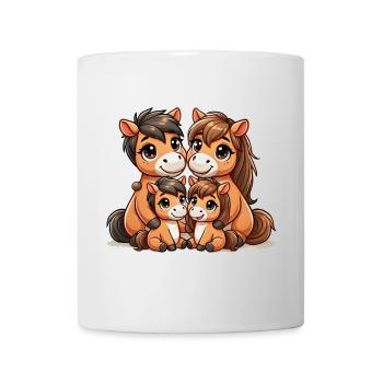 Famille Cheval Mère Et Père Avec Deux Enfants - Mug blanc - blanc - Devant