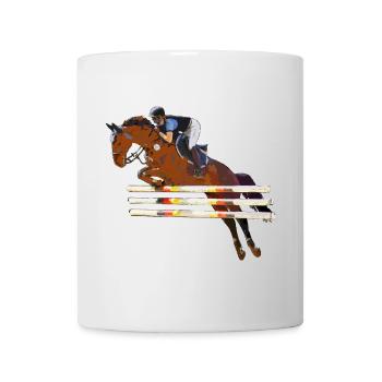 Reiter mit seinem Pferd beim Springen - Tasse - Weiß - Vorne
