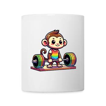 Cool Monkey Deadlifting In The Gym - Tasse - Weiß - Vorne