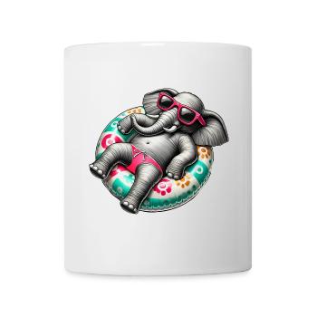Ein relaxter Elefant auf einem Schwimmreifen - Tasse - Weiß - Vorne