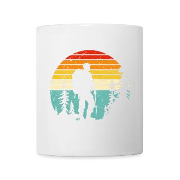 Hiker silhouette at retro bedtime - Mug - white - Front