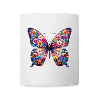 Butterfly decorated with flowers - Mug - white - Front