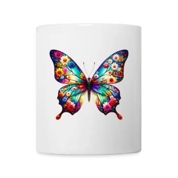 Papillon décoré de fleurs - Mug blanc - blanc - Devant