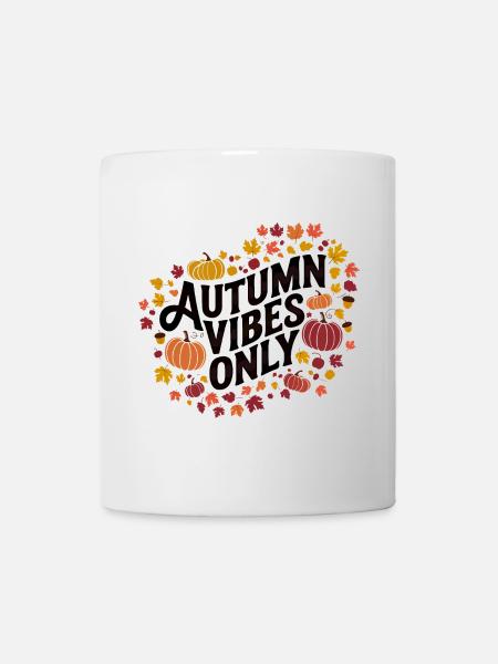 Autumn Vibes only Pumpkin Motif - Mug - white