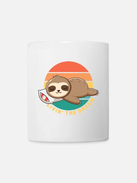 Funny Happy Lazy Sleeping Sloth Livin' the Dream - Mug - white