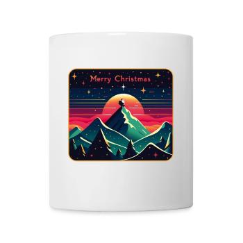 Père Noël sur la montagne avec ciel étoilé - Mug blanc - blanc - Devant