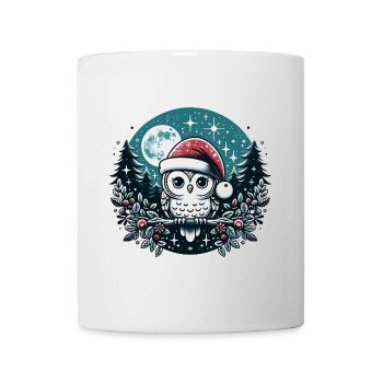 Petit hibou de Noël avec chapeau de Père Noël - Mug blanc - blanc - Devant