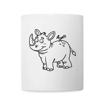 Rhino Kawaii coloring page hand-illustrated - Mug - white - Front