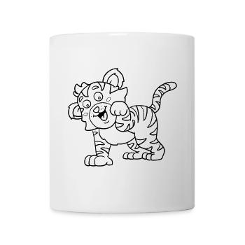 Tiger Kawaii coloring page hand-illustrated - Mug - white - Front